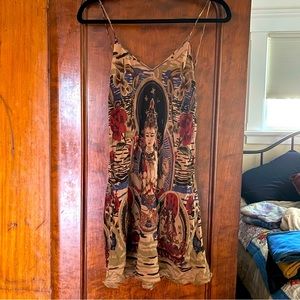 Vintage silk Mary Green slip Buddha print M